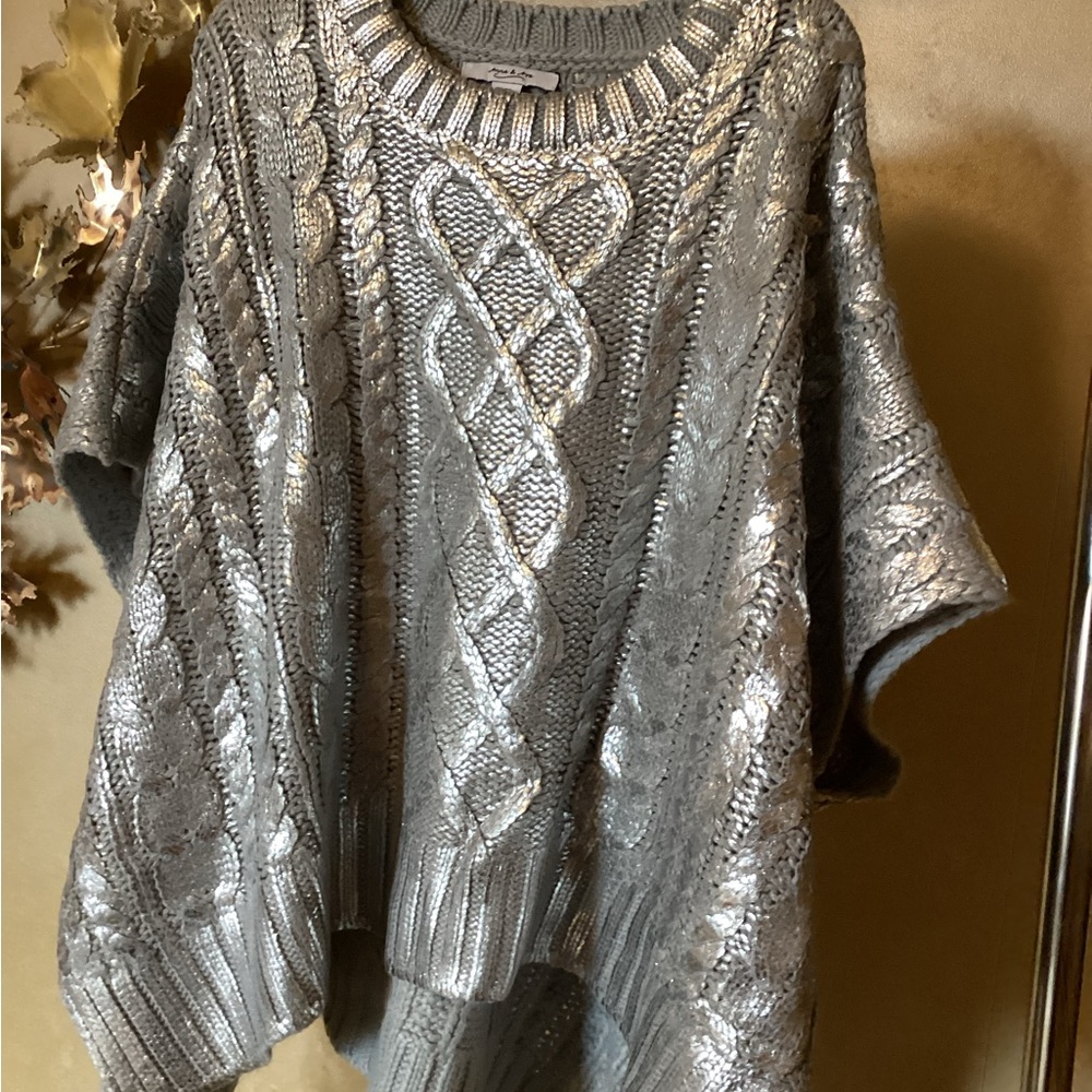Anna & Ava Silver Cable Knit Poncho